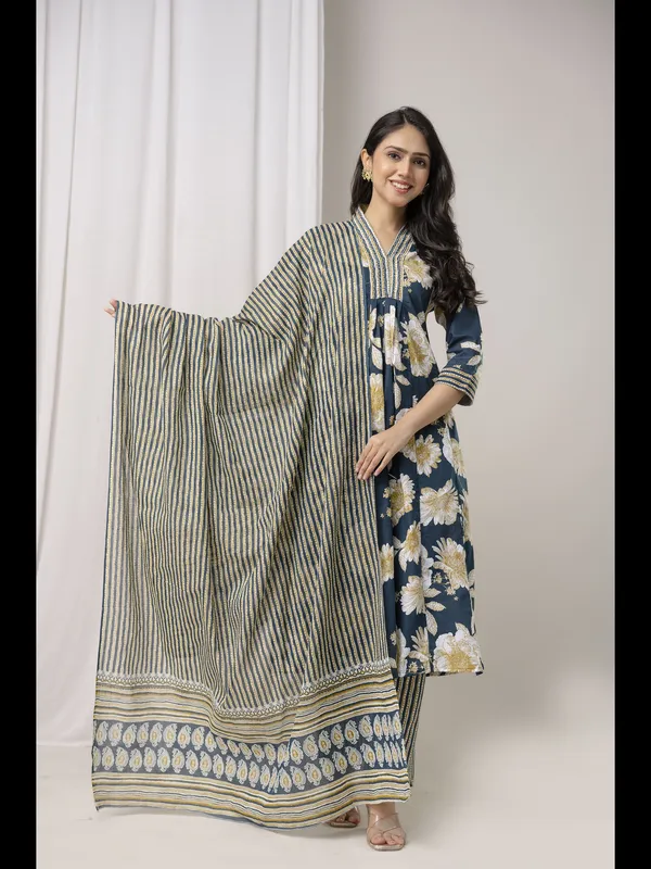 Blue_Printed_Cotton_A-Line_Kurta_With_Pant_And_Dupatta