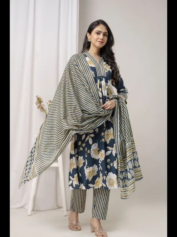 Blue_Printed_Cotton_A-Line_Kurta_With_Pant_And_Dupatta