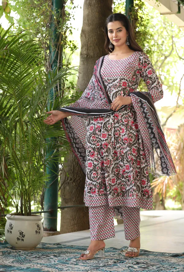 Multicolor_Anarkali_Cotton_Printed_Kurta_With_Pant_And_Dupatta