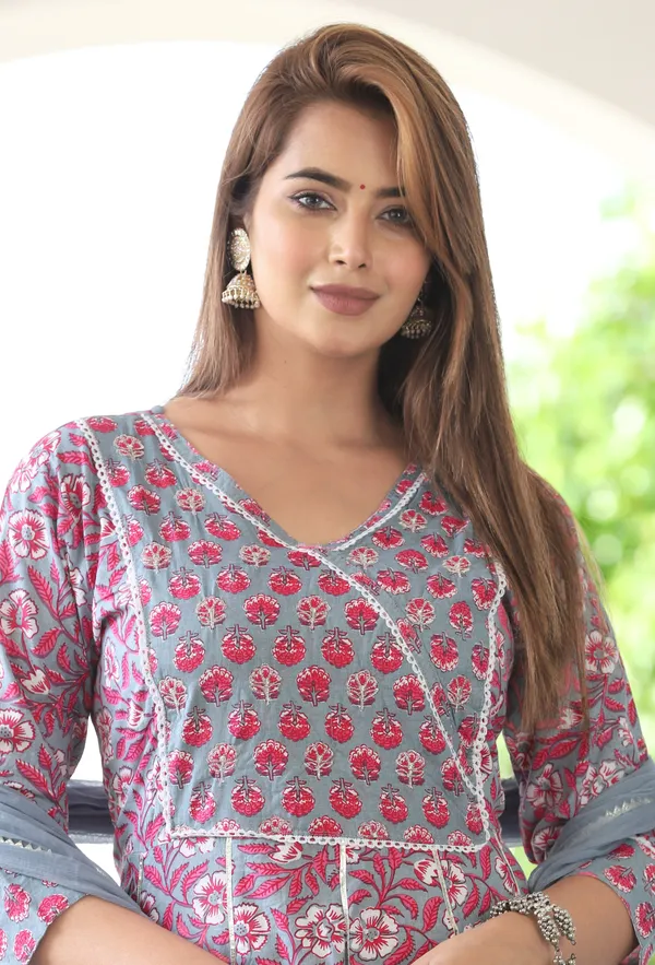 Multicolor_Anarkali_Cotton_Printed_Embroidered_Kurta_With_Pant_And_Dupatta_For_Women