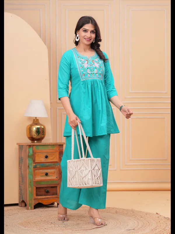 Sky_Blue_Solid_Embellished_Co-Ord_Set_For_Women