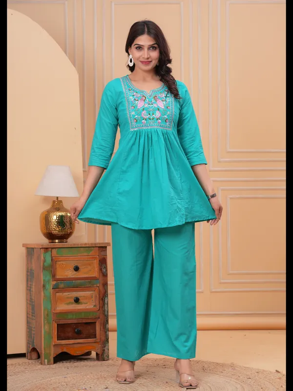 Sky_Blue_Solid_Embellished_Co-Ord_Set_For_Women