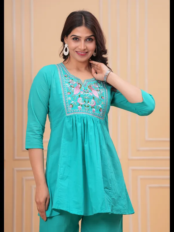 Sky_Blue_Solid_Embellished_Co-Ord_Set_For_Women