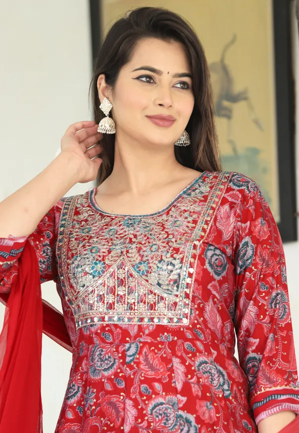 Red_Anarkali_Rayon_Printed_Embroidered_Kurta_With_Pant_And_Dupatta_For_Women