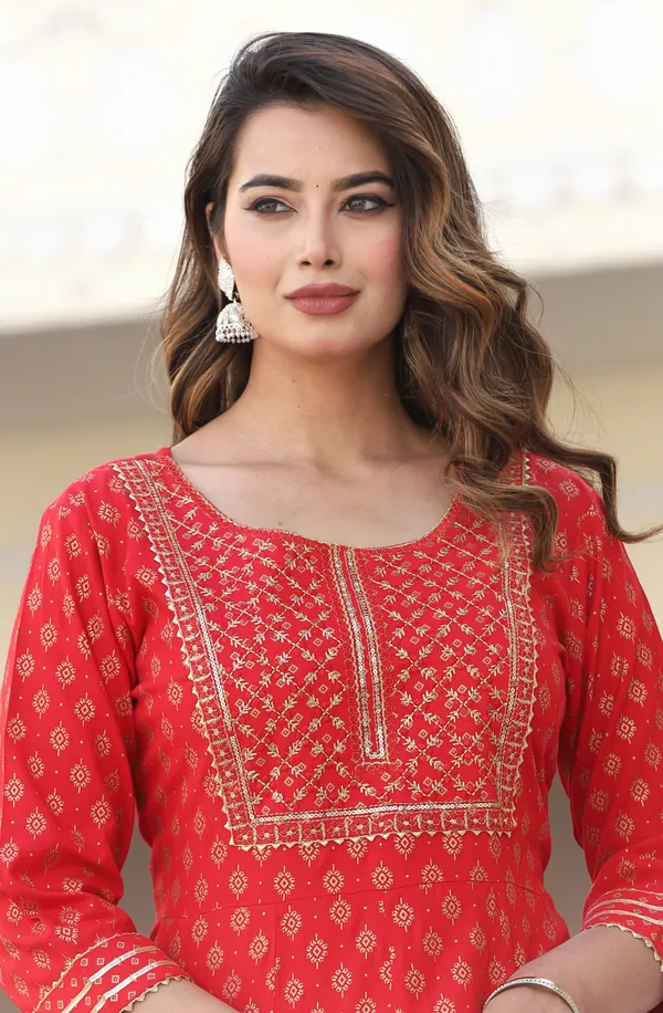 Red_Anarkali_Rayon_Printd_Embroiderd_Kurta_With_Pant_And_Dupatta_Women_And_Girls