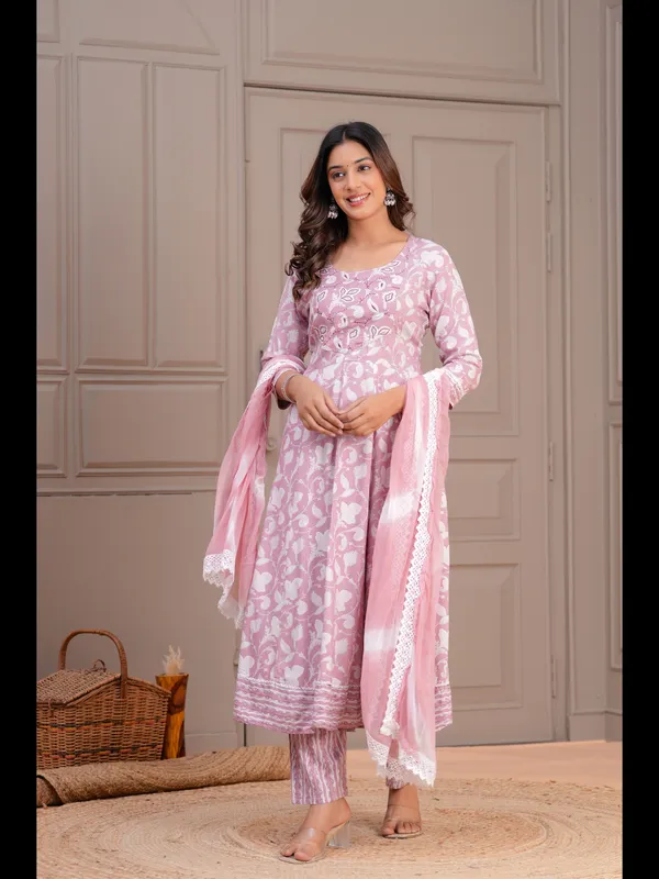 Pink_Printed_Anarkali_Rayon_Kurta_With_Pant_And_Dupatta