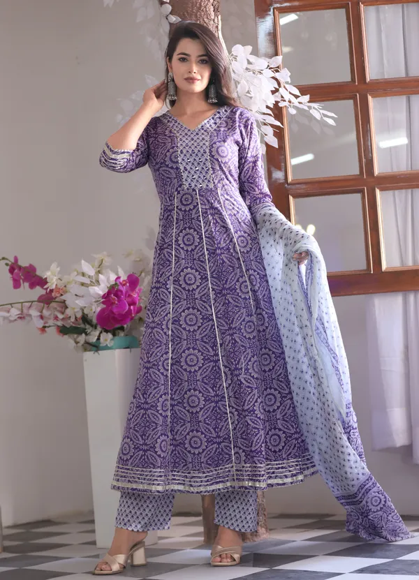 Purple_Anarkali_Cotton_Printed_Embroidered_Kurta_With_Pant_Dupatta