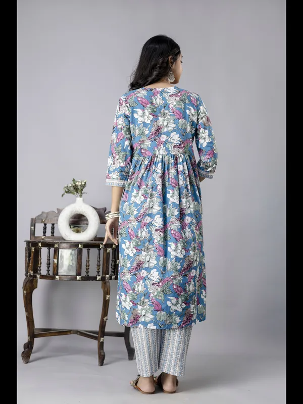 Blue_Alia_Cut_Cotton_Printed_Kurta_With_Pant_And_Dupatta