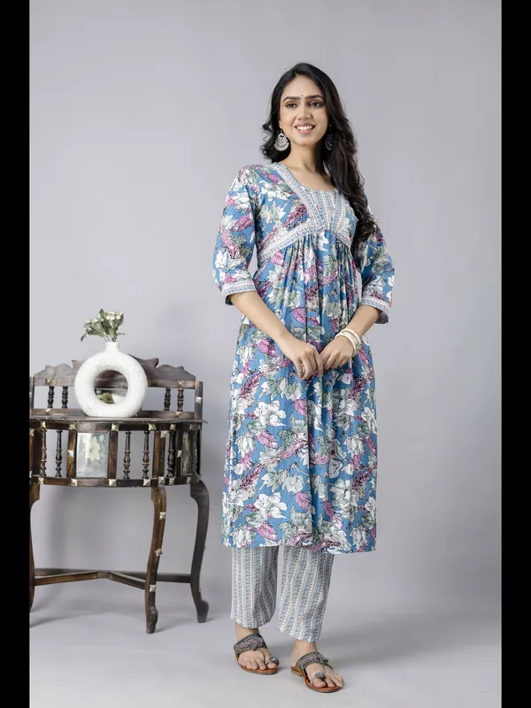 Blue_Alia_Cut_Cotton_Printed_Kurta_With_Pant_And_Dupatta