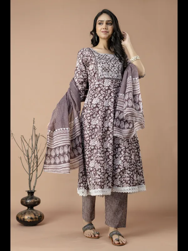 Brown_Alia_Cut_Cotton_Printed_Kurta_With_Pant_And_Dupatta