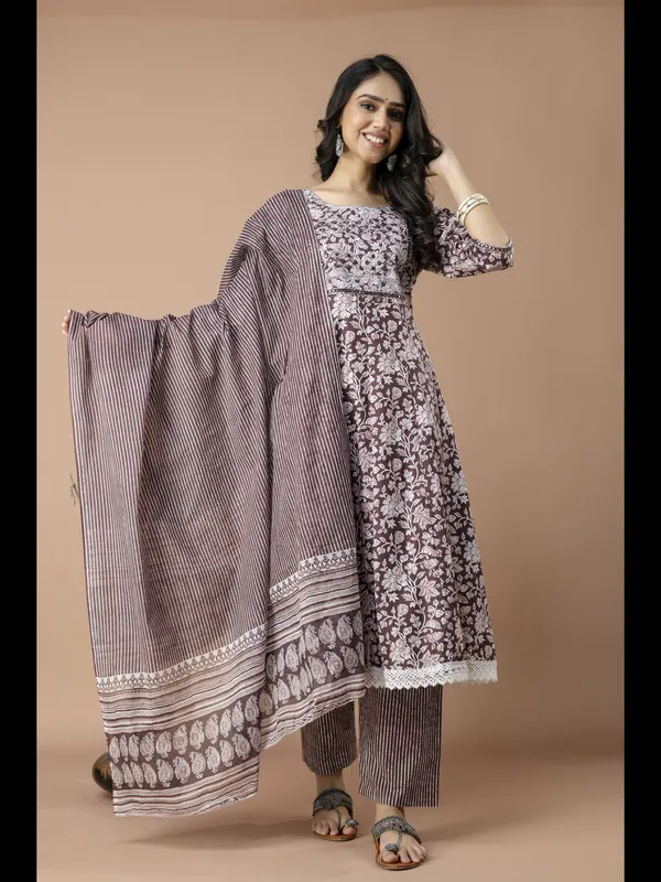 Brown_Alia_Cut_Cotton_Printed_Kurta_With_Pant_And_Dupatta