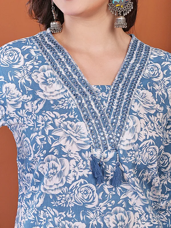 Blue_Anarkali_Cotton_Printed_Self_Design_Kurta_With_Pant_And_Dupatta_Women_And_Girls