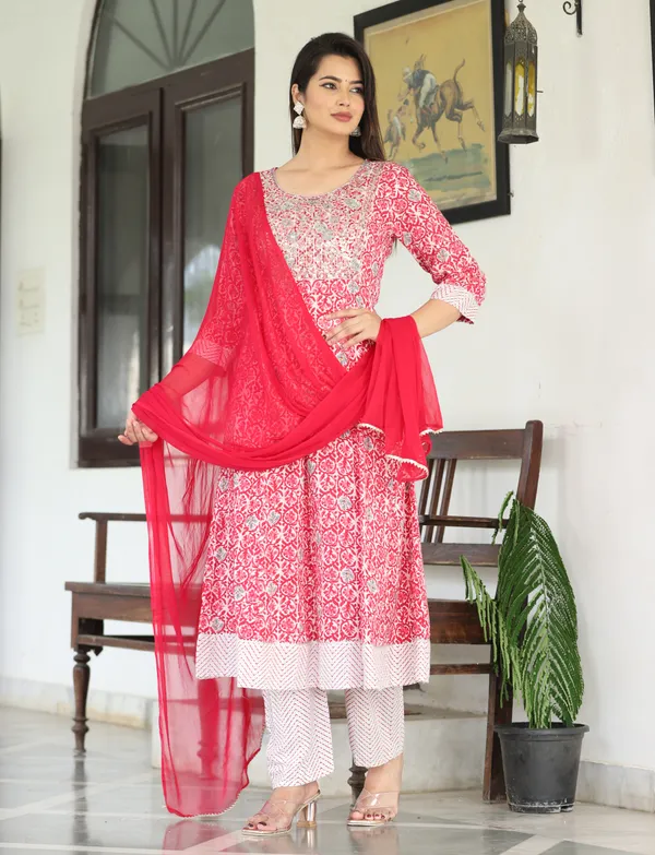 Multicolor_Anarkali_Rayon_Printed_Embroidered_Kurta_With_Pant_And_Dupatta_For_Women