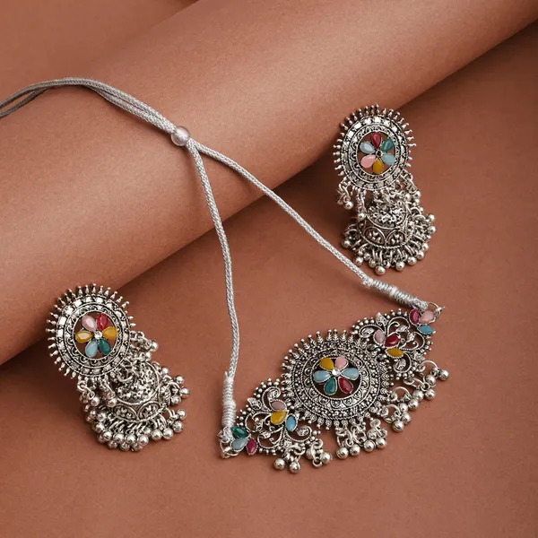 Silver_&_Multicolor_Necklace_Set_for_Women_|_Premium_Oxidised_Silver_Necklace_for_Everyday_Use
