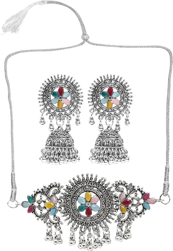 Silver_&_Multicolor_Necklace_Set_for_Women_|_Premium_Oxidised_Silver_Necklace_for_Everyday_Use