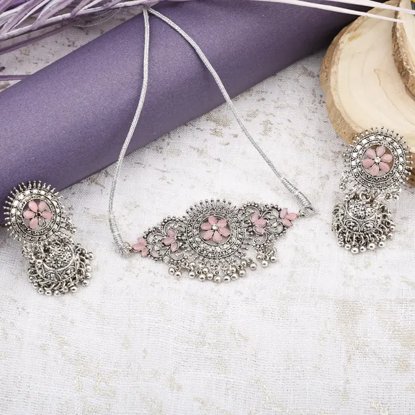Silver_&_Pink_Necklace_Set_for_Women_|_Premium_Alloy_Necklace_for_Everyday_Use