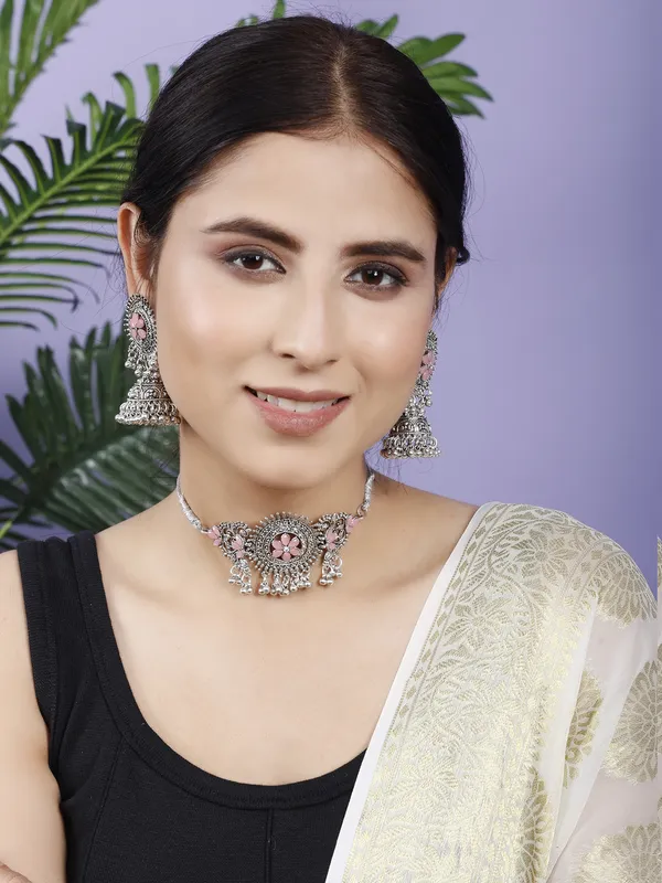 Silver_&_Pink_Necklace_Set_for_Women_|_Premium_Alloy_Necklace_for_Everyday_Use