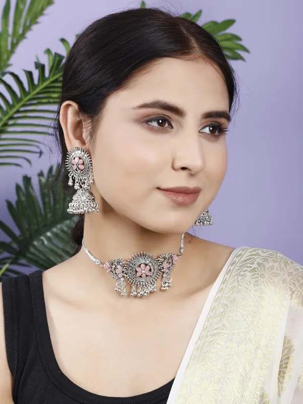 Silver_&_Pink_Necklace_Set_for_Women_|_Premium_Alloy_Necklace_for_Everyday_Use