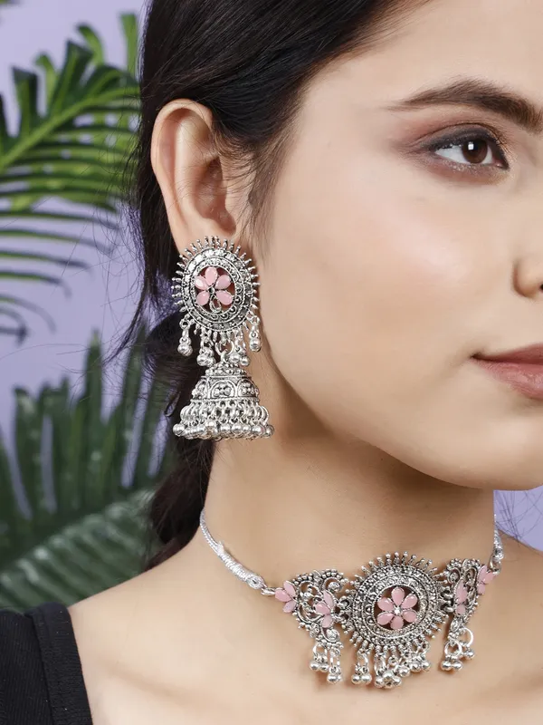 Silver_&_Pink_Necklace_Set_for_Women_|_Premium_Alloy_Necklace_for_Everyday_Use