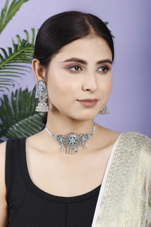Silver_&_Blue_Necklace_Set_for_Women_|_Premium_Oxidised_Silver_Necklace_for_Everyday_Use