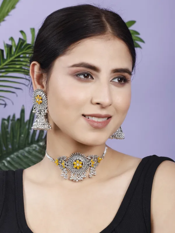 Silver_&_Yellow_Necklace_Set_for_Women_|_Premium_Oxidised_Silver_Necklace_for_Everyday_Use