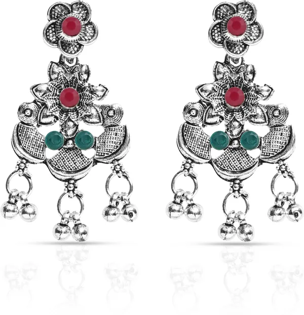 Silver_&_Green_&_Maroon_Necklace_Set_for_Women_|_Premium_Oxidised_Silver_Necklace_for_Everyday_Use