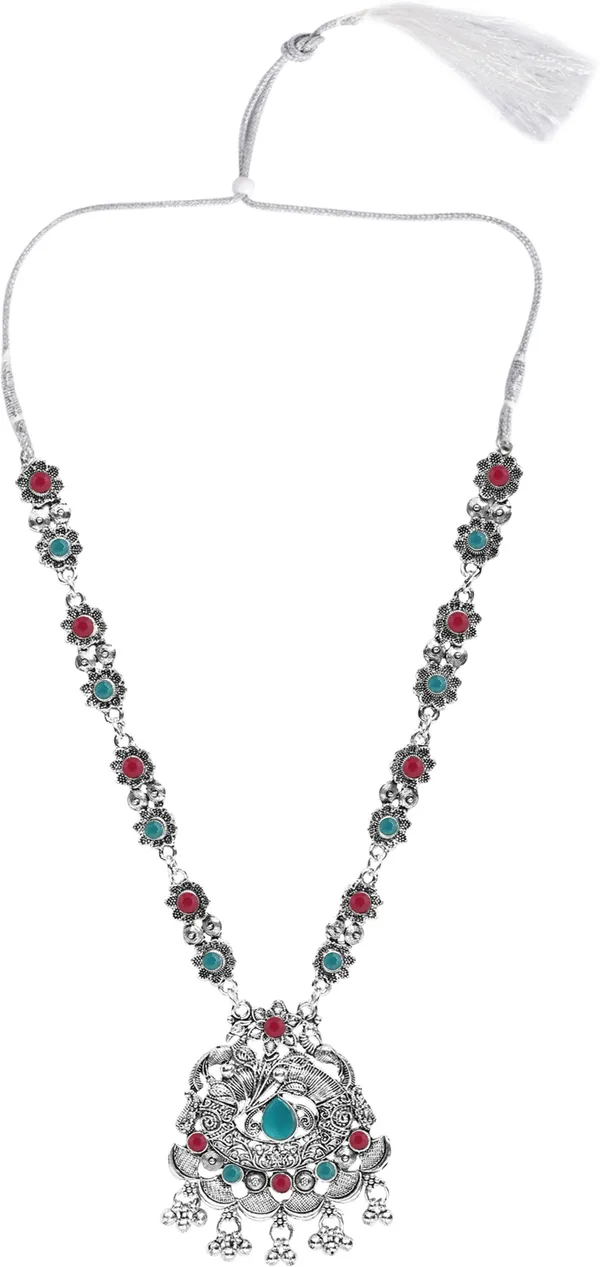 Silver_&_Green_&_Maroon_Necklace_Set_for_Women_|_Premium_Oxidised_Silver_Necklace_for_Everyday_Use