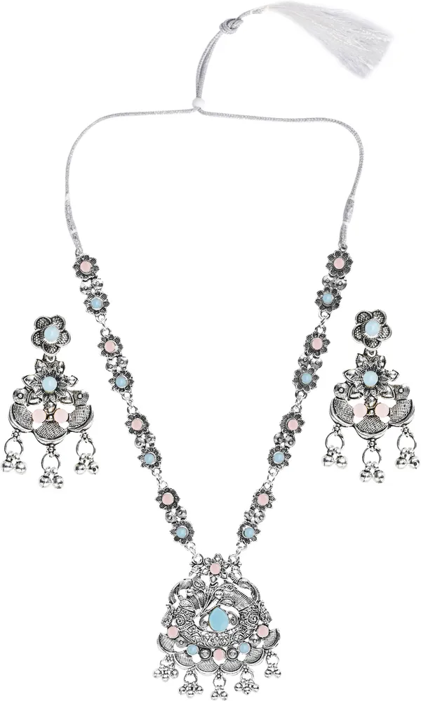 Beige_&_Silver_&_Pink_Necklace_Set_for_Women_|_Premium_Oxidised_Silver_Necklace_for_Everyday_Use
