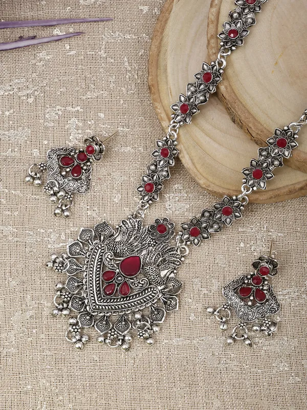 Maroon_Necklace_Set_for_Women_|_Premium_Oxidised_Silver_Necklace_for_Everyday_Use