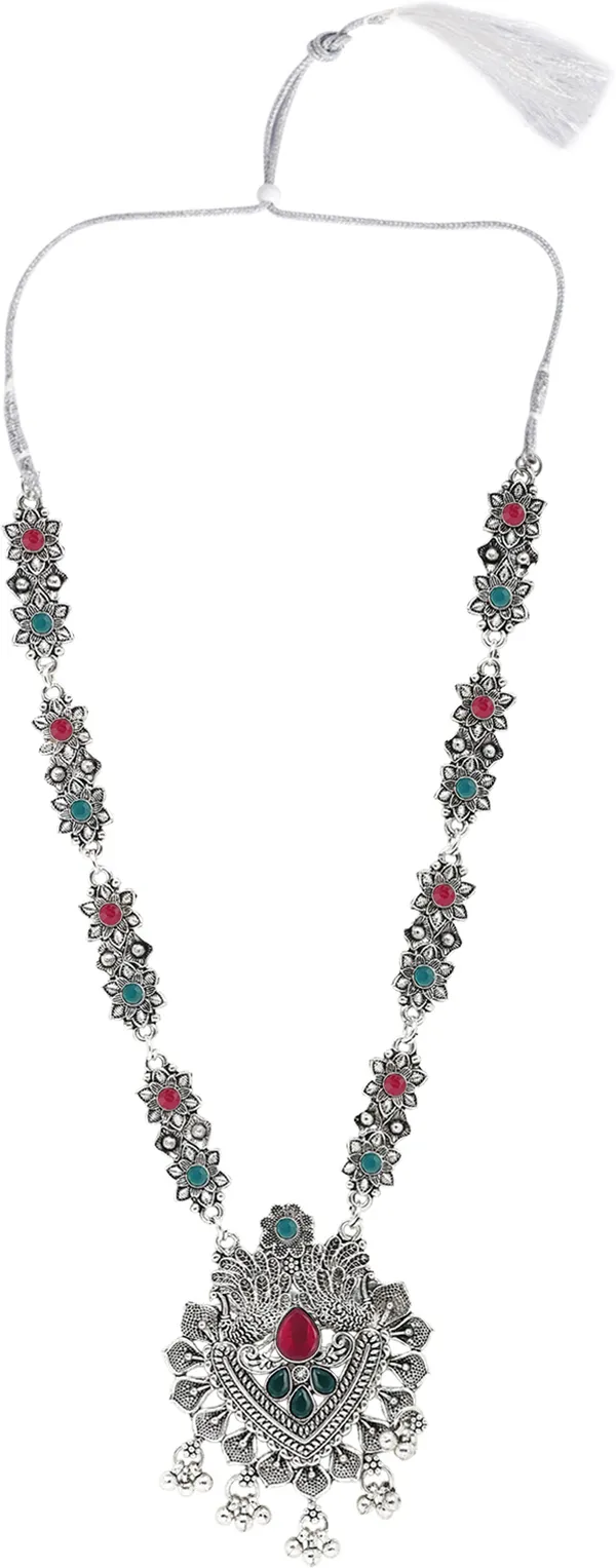 Maroon_&_Green_Necklace_Set_for_Women_|_Premium_Oxidised_Silver_Necklace_for_Everyday_Use