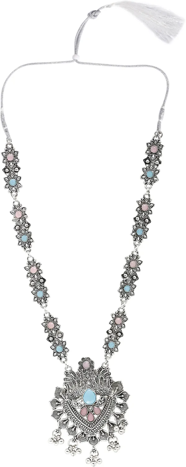 Silver_&_Pink_Necklace_Set_for_Women_|_Premium_Oxidised_Silver_Necklace_for_Everyday_Use