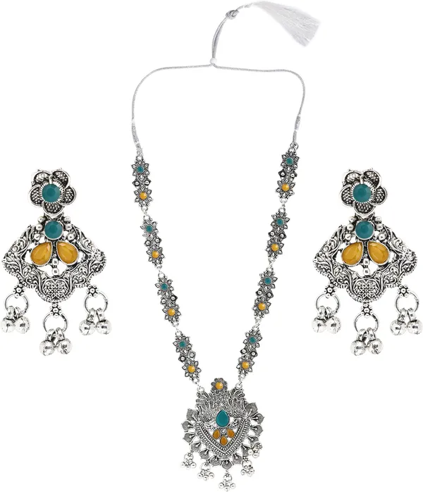 Silver_&_Green_&_Yellow_Necklace_Set_for_Women_|_Premium_Oxidised_Silver_Necklace_for_Everyday_Use