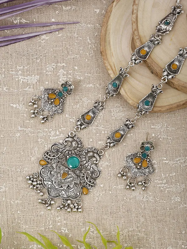 Yellow_&_Green_Necklace_Set_for_Women_|_Premium_Oxidised_Silver_Necklace_for_Everyday_Use