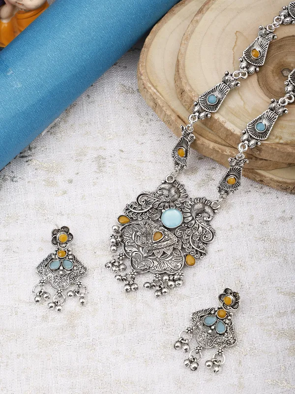 Yellow_&_Blue_Necklace_Set_for_Women_|_Premium_Oxidised_Silver_Necklace_for_Everyday_Use
