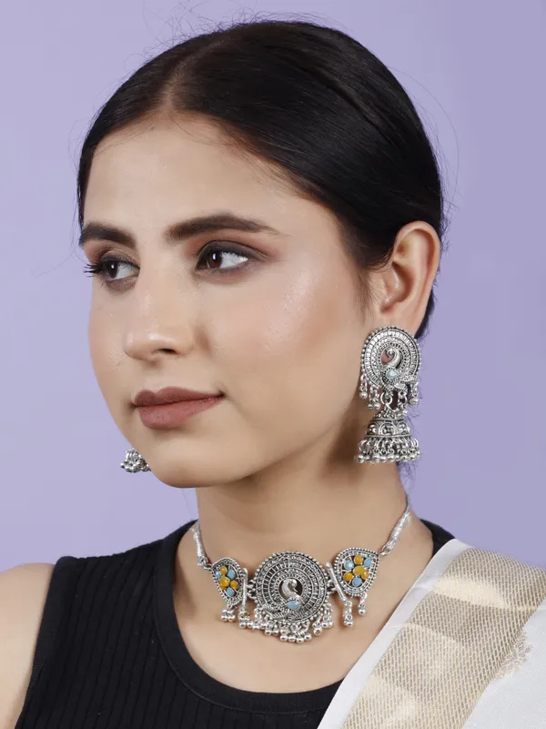 Yellow_&_Blue_Necklace_Set_for_Women_|_Premium_Oxidised_Silver_Necklace_for_Everyday_Use