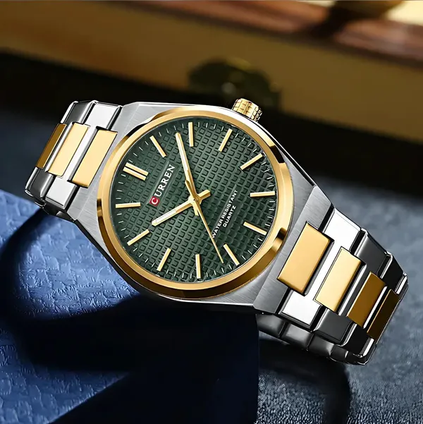 CURREN_Two-Tone_Strap_with_Green_Dial