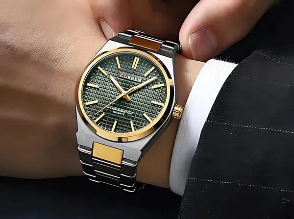 CURREN_Two-Tone_Strap_with_Green_Dial