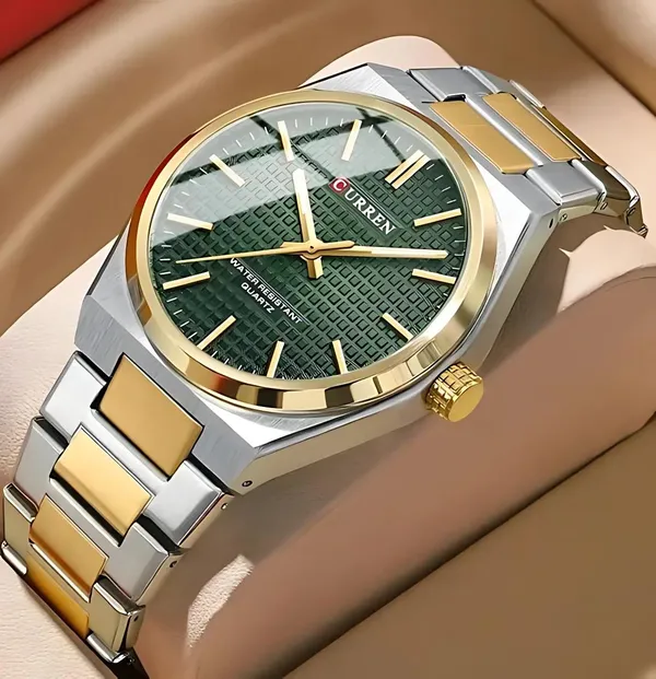 CURREN_Two-Tone_Strap_with_Green_Dial