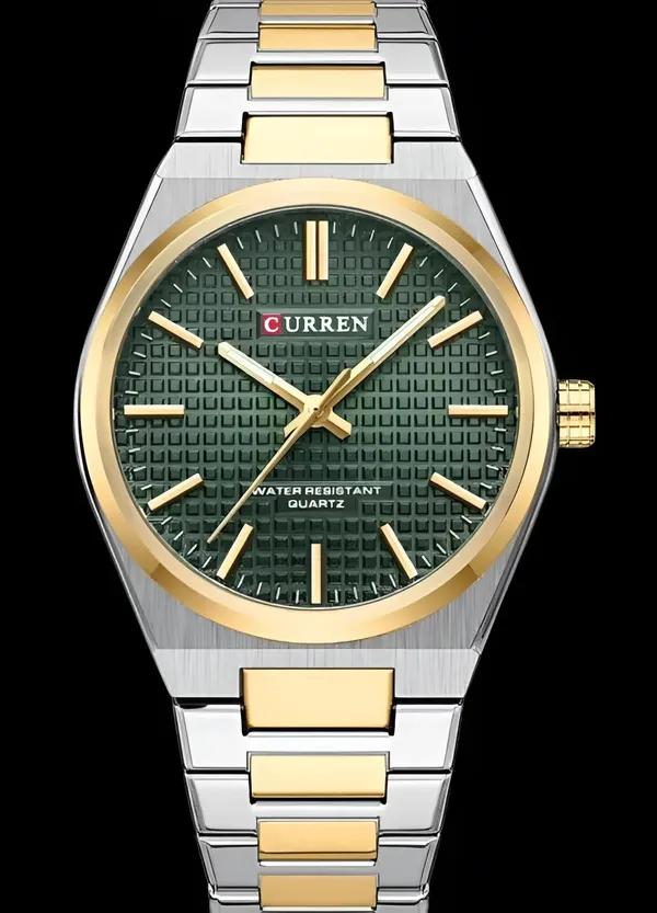 CURREN_Two-Tone_Strap_with_Green_Dial