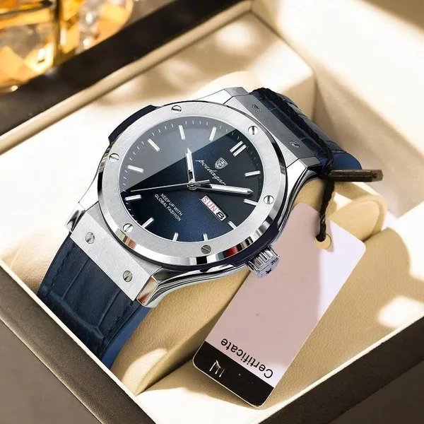 POEDAGAR_Classy_Quartz_Watch_for_Men_Blue_Strap