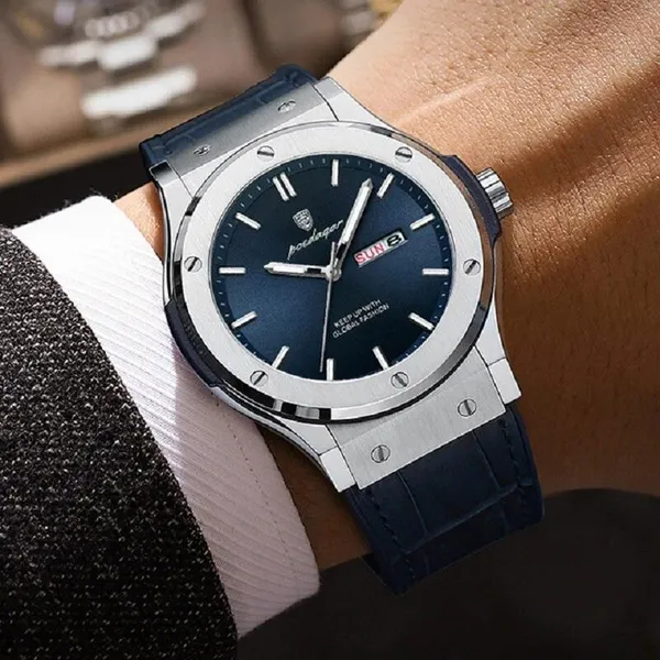 POEDAGAR_Classy_Quartz_Watch_for_Men_Blue_Strap