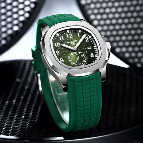 Green_&_Silver_Quartz_Analog_Watch_With_Silicone_Strap_For_Men