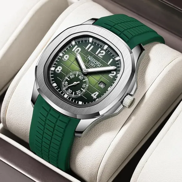 Green_&_Silver_Quartz_Analog_Watch_With_Silicone_Strap_For_Men