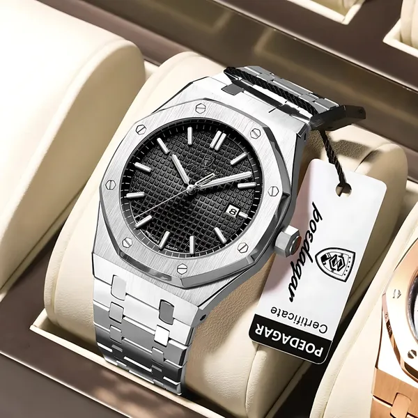Silver_&_Black_Luxury_Quartz_Watch_For_Men