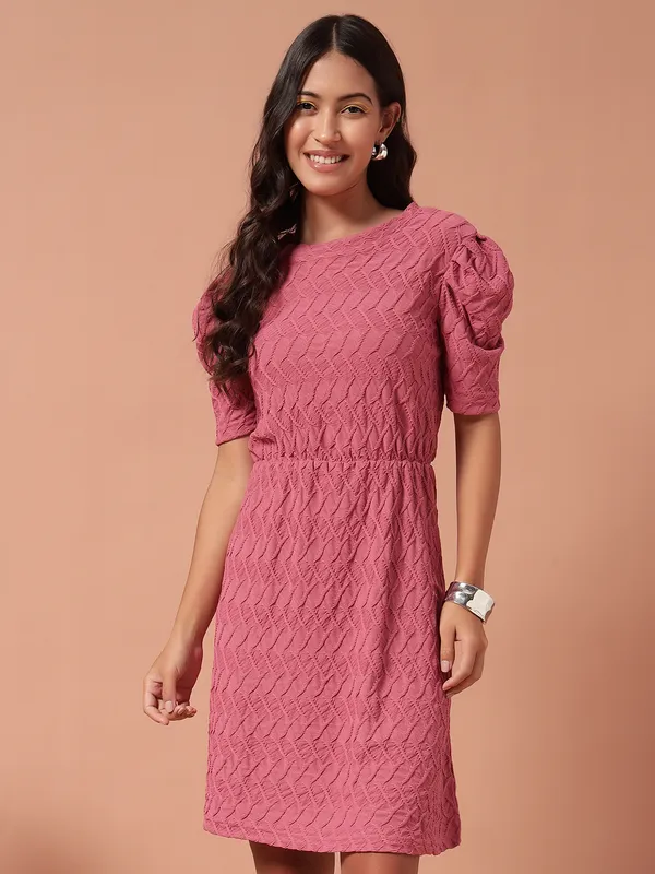 S_Textured_A-Line_Dress_Dress_With_Leg-O-Mutton_Sleeves