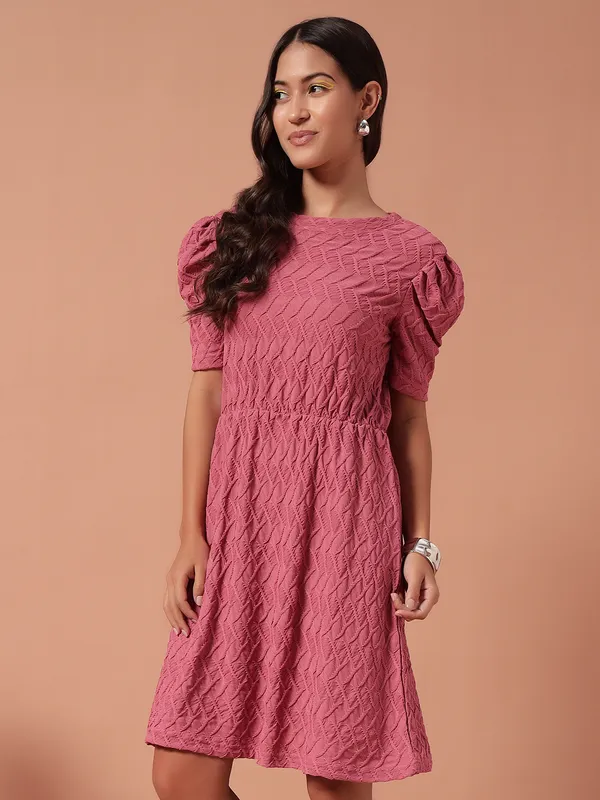 S_Textured_A-Line_Dress_Dress_With_Leg-O-Mutton_Sleeves