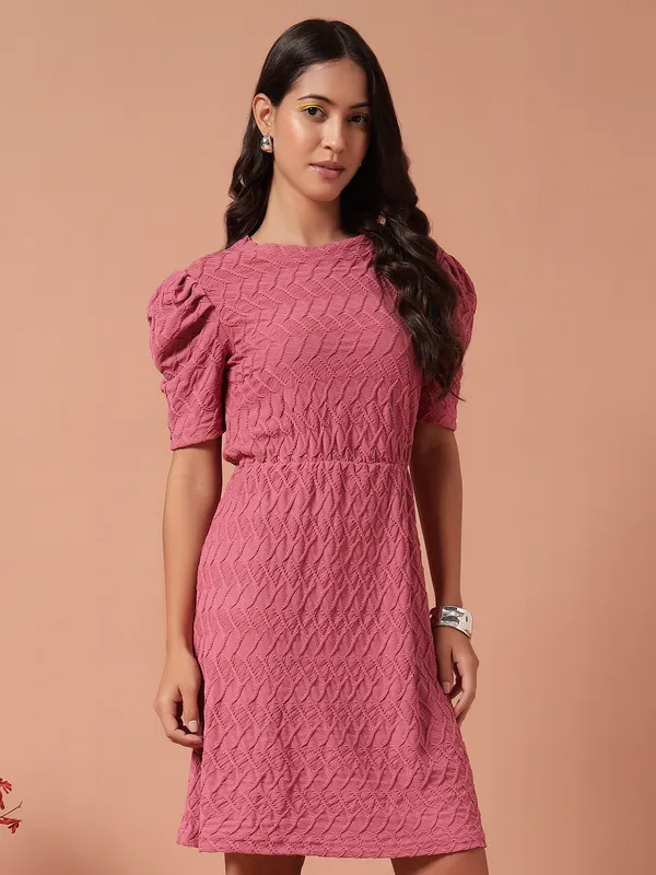 S_Textured_A-Line_Dress_Dress_With_Leg-O-Mutton_Sleeves