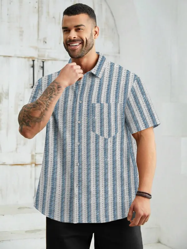 Men's_Textured_Shirt_Loose_Fit_With_Half_Sleeves