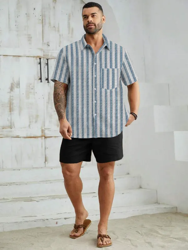 Men's_Textured_Shirt_Loose_Fit_With_Half_Sleeves
