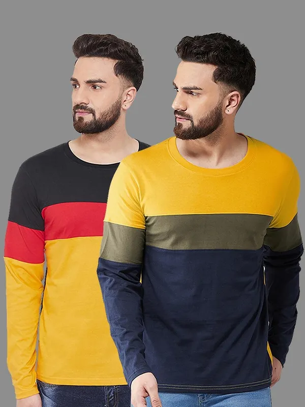 Multicolor_Solid_Men_Round_Neck_Multicolor_T-Shirt